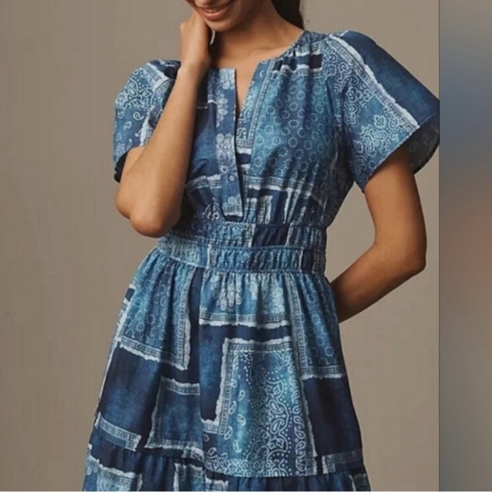 XL NWT Anthropologie The Somerset Boho Bandana Patchwork Print Maxi Dress. - Picture 5 of 10